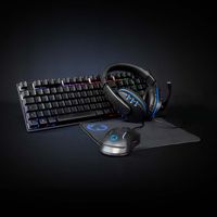 LED Gaming Tastatur Keyboard Set mit Gamer Maus, Headset und Mauspad | Mit Kabel USB-Anschluss für PC & Laptop   | Beleuchtete Tasten | auch kompatibel für PS4 PS5