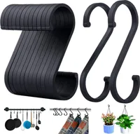 S Haken, 12er Pack S-förmige Haken, S Haken für hängende Töpfe und Pfannen, Pflanzen, Kaffeetassen, Kleidung, Handtücher in Küche, Schlafzimmer, Bad, Büro und Garten（Schwarz Matt）