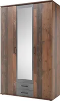 Kleiderschrank Drehtürenschrank - 120 cm mit Spiegeltür - Old Style Mix - CHICAGO - Die Möbelfundgrube