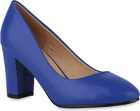 VAN HILL Damen Klassische Pumps Blockabsatz Schuhe 840354, Farbe: Blau, Größe: 40