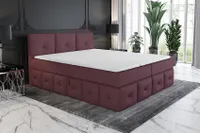 Boxspringbett BELLA 180x200 mit 2 Bettkästen, Bonell-Matratze und Topper. Farbe: Viollet.