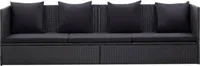 vidaXL Sofa ogrodowa z poduszkami z polirattanu czarna