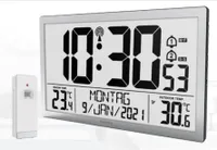  technoline WS8028 Digitale Funkuhr, Wanduhr, Uhr, klein, 22 x 15  cm, Temperaturanzeige, Mondphase