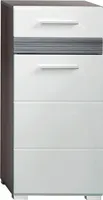 trendteam Bad Kommode SetOneRauchsilber Sardegna Rauchsilber Melamin/Weiß Hochglanz Tiefzieh 37 x 80 x 31 cm