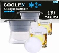 COOLEX XXL forma na kostky ledu ledové koule koktejlová whisky 6,5 cm [sada 2]