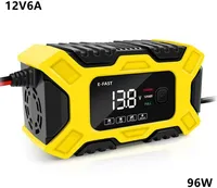 Autobatterie-Ladegerät 6-Amp, 12V Smart Vollautomatisches Batterieladegerät Erhaltungsladegerät für Auto LKW Motorrad Rasenmäher Boot Marine