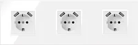 3-fach Steckdose + 2x USB Weiß Komplett mit Glasrahmen Schuko 230V QUADRA