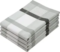 4er Set Geschirrtücher Baumwolle, 50x70 cm, grau-kariert