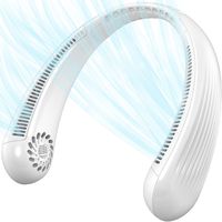 360° Verstellbarer Blattloser Halsventilator, 3 Geschwindigkeiten Tragbarer freihändiger Ventilator für drinnen und draußen(Weiß)