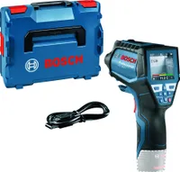 Bosch Professional GIS 1000 C, 12 V, pracovní rozsah -40 °C/+1000 °C, přesnost ± 1 °C, laserová dioda 635 nm, L-Boxx, vložka pro elektrické nářadí/příslušenství, karta Quickstart, kabel micro-USB, bez baterie, nabíječka