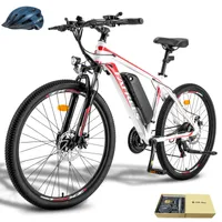 E-Bike MTB 26 Zoll Rostfreie Aluminiumlegierung Pannensichere Reifen bis zu 80 - 100 km Mountainbike mit 21 Gang Wasserdicht IP54, Weiss