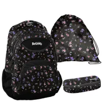 Schulrucksack BeUniq FLOWERS - 3-Teiliges Set