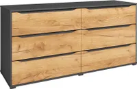 Vicco Kredens Ruben, 48 x 77.6 cm z szufladami, Złoty dąb power/antracyt/Antracyt