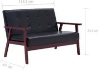vidaXL Sofa 2-Sitzer Schwarz Kunstleder