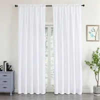 Samtvorhang 140 x 245 cm mit Kräuselband wasserabweisend Weiß - 140 x 245 cm