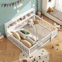 okwish Schlafsofa Daybett 140x200cm mit Lattenrost, Tagesbett Kinderbett Bodenbett mit Staufach, Jugendbett aus Holz mit Brüstung(Ohne Matratze)- Weiß