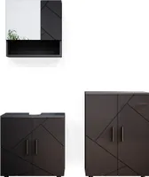 Vicco Badmöbel-Set Irma, 3 Teile, mit Unterschrank 60 cm, Anthrazit Hochglanz