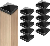 10x Pfostenkappe Pfostenkappe für Holzpfosten Pfostenkappe Pyramide Zaunpfahl Abdeckung Schwarz 91*91mm
