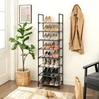 SONGMICS Schuhregal 8 Ablagen Standregal für 16-20 Paar Schuhe multifunktional