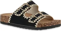 VAN HILL Damen Pantoletten Sandalen Bequeme Profil-Sohle Schuhe 841183, Farbe: Schwarz, Größe: 36