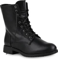 Mytrendshoe Damen Schnürstiefeletten Profil Sohle Stiefeletten 812022, Farbe: Schwarz, Größe: 42