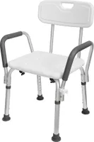 XMTECH Duschstuhl Duschhocker Duschhilfe Duschsitz Höhenverstellbar 37,5- 50,5 cm Mit Rückenlehne und Armlehne bis 136KG