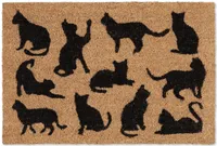 relaxdays Fußmatte Kokos mit schwarzen Katzen