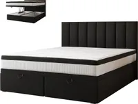 TRADA Bond Boxspringbett 200x200 mit Bettkasten mit Matratzen Stauraum Velvet 9-Komfortzonen H3 Schwarz