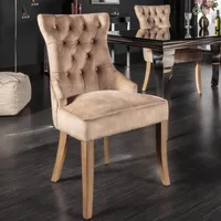 Eleganter Stuhl CASTLE coffee Samt Landhausstil mit Komfortgriff