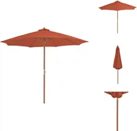 vidaXL Sonnenschirm mit Holz-Mast 300 cm Terrakotta -  Sonnenschirme & Sonnenschutze