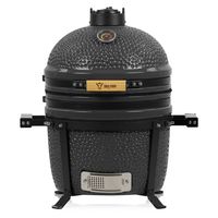BBQ-Toro Kamado Grill Holzkohlegrill Ø 39 cm "SHIRO" mit Thermometer und Holzgriffen, Grau