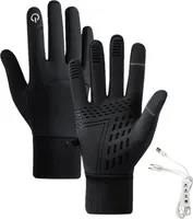 1 Paar wiederaufladbare beheizte Handschuhe für Herren und Damen, wasserdichte elektrische Heizhandschuhe mit Silikonhandfläche, Touchscreen-Handschuhe für Winterskifahren und Radfahren