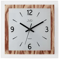 JVD NS19032.1 Wanduhr Quarz analog Glas und Holz-Optik ohne Ticken