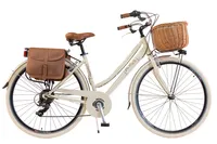 Via Veneto by Canellini Fahrrad Citybike Frau Aluminium mit Korb und Tasche - Beige 50