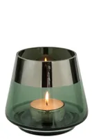 Fink Teelichthalter Jona dunkelgrün Glas Höhe 13 cm