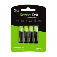 Green Cell 2000mAh 1.2V 4 Stck Vorgeladene NI-MH AA-Akkus - Akkubatterien AA/Mignon, sofort einsatzbereit, Starke Leistung, geringe Selbstentladung, wiederaufladbare Akku Batterie, ohne Memory-Effekt