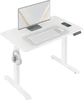 WOLTU Höhenverstellbarer Schreibtisch, Computertisch mit USB-Ladeanschluss, Weiß 100x60 cm