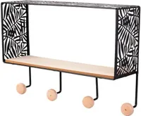 Polička so 4 háčikmi - cca 42 x 12 x 31 cm