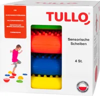 TULLO Sensomotorik Scheiben 4 St. Fußmassage Balance-Kissen - Noppenkissen - Koordinations- und Rückentraining für Kinder