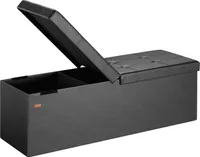 CASARIA® Sitzbank mit Stauraum, Schwarz – Faltbar, 115 x 40 x 40 cm, 130L Volumen, bis 300 kg belastbar, gepolstert, Leinen-Optik – Aufbewahrungsbox mit Deckel, Sitztruhe mit Stauraum, Polsterbank