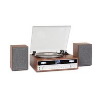 auna Birmingham HiFi Stereo - DAB+/FM, 2x50W, Bluetooth, gramofón, svetlohnedá