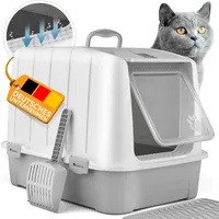 CROPLAS Katzenklo mit Deckel und Aktivkohlefilter, inklusive Katzenklo Matte und Katzenklo Schaufel – Katzentoilette mit Deckel, XXL, geschlossen – Katzenklo zu mit Filter für saubere Katzen, weiß