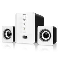 PC Lautsprecher mit Subwoofer,  Soundsystem PC Boxen, für PC und Laptop, USB Stromversorgung, KompaktSchwarz-Weiss