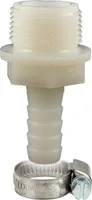 tecuro Schlauchtülle Ø 13 mm x 1/2 Zoll AG, mit Edelstahlschlauchschelle - Nylon weiß