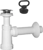 Waschtisch-Siphon, Edelstahl Auslass, Stopfen mit Ring