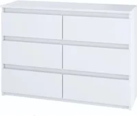 YUMEBLY | Komoda z 6 szufladami 100x33x71cm - duża szafka z szufladami do sypialni, salonu, biura i pokoju dziecięcego | Biały