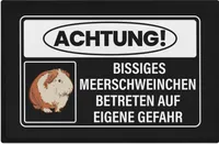 Trendation - Achtung Bissiges Meerschweinchen Fußmatte Geschenk Meerschweinchen Mama Spruch 60x40 cm