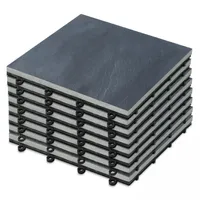 8 Klickbare, schwarze Terrassenplatten aus Stein Grau - Oviala Kyoto