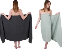 Betz 2 Stück XXL Badetücher 100 x 200 cm BERLIN  Saunatücher 100% Baumwolle Farbe – graphit-jade