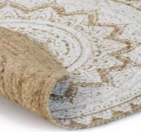 vidaXL Teppich Jute Geflochten Bedruckt 150 cm Rund